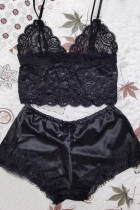 Black Sexy Fashion Lace Underwear Two-piece Set