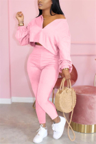 Pink Celebrities zipper Solid Fluorescent Plus Size
