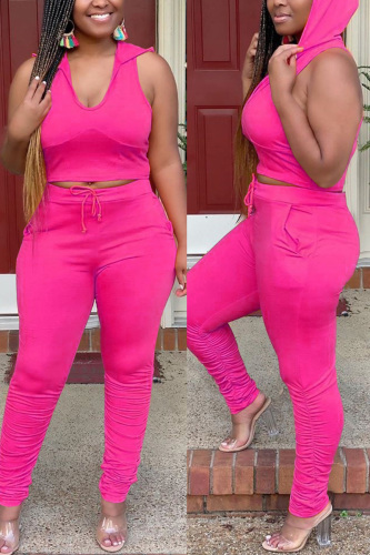 Red Fashion Sexy adult Ma'am Solid Two Piece Suits pencil Sleeveless Two Pieces