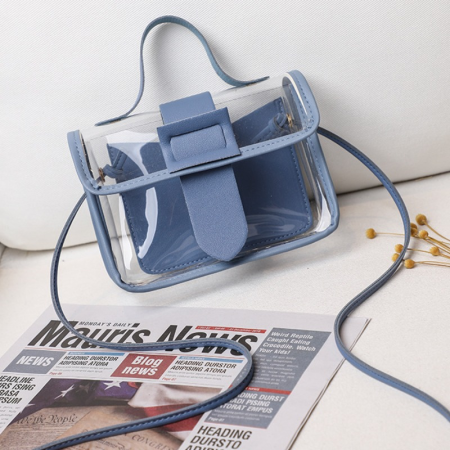 Blue Fashion Casual Transparent Crossbody Bag