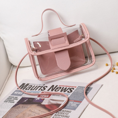 Pink Fashion Casual Transparent Crossbody Bag