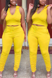 Yellow Fashion Sexy adult Ma'am Solid Two Piece Suits pencil Sleeveless Two Pieces