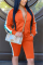Orange Fashion Casual adult Ma'am Patchwork Solid Two Piece Suits Straight Long Sleeve Two Pieces