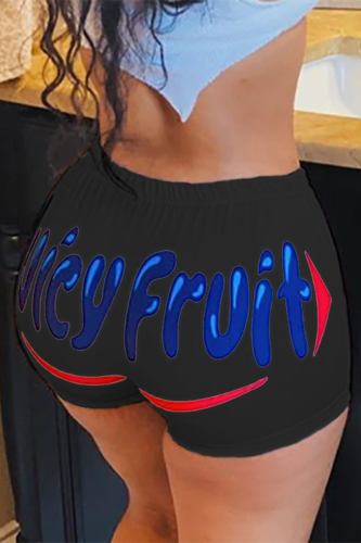 Black Elastic Fly Low Print Straight shorts Bottoms