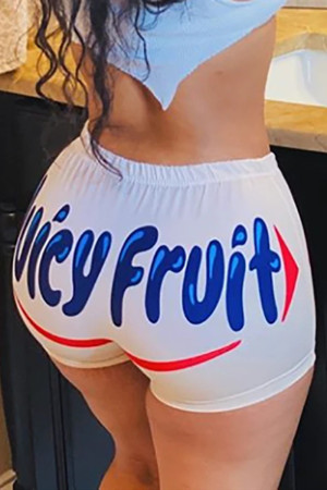 White Elastic Fly Low Print Straight shorts Bottoms