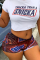 Coffee Elastic Fly Low Print Straight shorts Bottoms