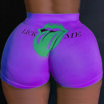 purple Sexy Straight Sports Print Solid Sports