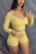 Yellow Fashion Sexy Long Sleeve V Neck Regular Sleeve Regular Striped Two Pieces