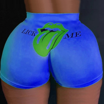 Blue Sexy Straight Sports Print Solid Sports