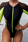 Black Green Fashion Sexy O Neck Patchwork Swimwears