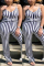 Navy Blue Fashion Sexy Striped Sleeveless Slip Jumpsuits