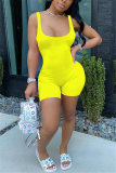 Yellow Fashion Sexy Solid Sleeveless Slip Rompers