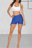 Royal Blue Fashion Casual Sportswear Skinny Solid Shorts