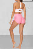 Pink Fashion Casual Sportswear Skinny Solid Shorts
