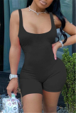 Black Fashion Sexy Solid Sleeveless Slip Rompers