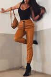 Brown Fashion Sexy Skinny Solid Trousers