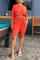 Orange Casual Solid pencil Half Sleeve Two Pieces