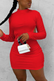 Black Fashion Sexy adult Ma'am Cap Sleeve Long Sleeves half high collar Pencil Dress Knee-Length Solid backless Dresses