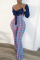 White Fashion Sexy adult Ma'am Plaid Patchwork Solid Two Piece Suits Boot Cut Long Sleeve Two Pieces