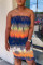 Orange Milk. Fashion Sexy adult Ma'am Off The Shoulder Sleeveless Wrapped chest Step Skirt Knee-Length Tie and dye Dresses