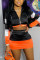 Orange Fashion Casual Long Sleeve Zipper Collar Regular Sleeve Regular Patchwork Two Pieces