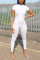 White Fashion Sexy Zipper Collar Short Sleeve Regular Sleeve Skinny Solid Jumpsuits