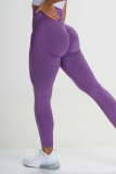 Light Purple Fashion Sexy Sportswear Skinny Patchwork Trousers