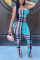 Red street Print Plaid Blend Sleeveless Slip Jumpsuits