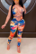 Red Fashion Sexy Print bandage Sleeveless V Neck Jumpsuits