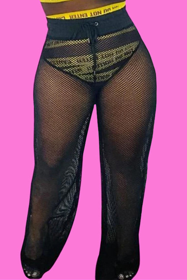 Black Sexy Loose Solid Bottoms