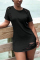 Black Casual Regular Sleeve Short Sleeve O Neck Short Sleeve Dress Mini Solid Dresses