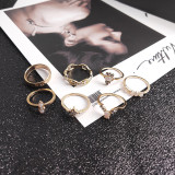 Gold Fashion Casual Diamond Ring Set of 17