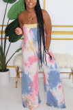 Grey Fashion Sexy Tie-dyed Sleeveless Wrapped Jumpsuits