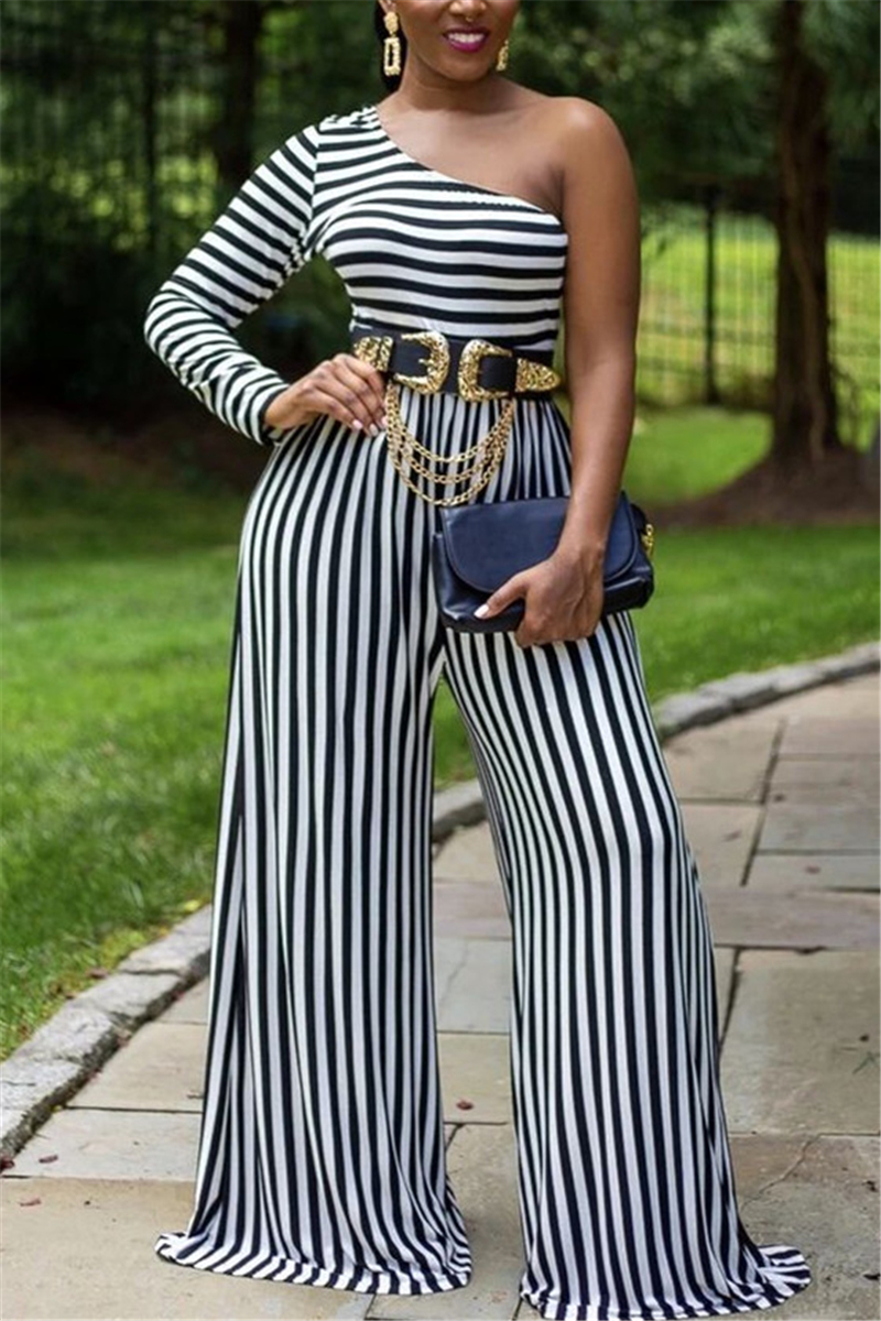 Wholesale Black Fashion adult Ma'am One Shoulder Collar Striped Stripe ...