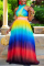 Multi-color Milk. Fashion adult Ma'am OL Off The Shoulder Sleeveless Halter Neck Swagger Floor-Length Print Dresses