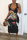 Black OL V Neck Print Pattern Plus Size