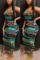 Green Fashion Sexy adult Ma'am Spaghetti Strap Sleeveless Slip Step Skirt Knee-Length Leopard Dresses