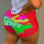 Red Elastic Fly Low Print Straight shorts Bottoms