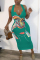 White OL V Neck Print Pattern Plus Size