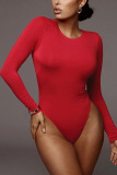 Red Fashion Sexy Sportswear O Neck Sleeveless Regular Sleeve Skinny Solid Jumpsuits