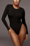 Black Fashion Sexy Sportswear O Neck Sleeveless Regular Sleeve Skinny Solid Jumpsuits