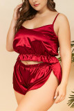 Red Sexy Fashion Plus Size Suspender Underwear Set