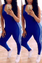 Blue Sexy Solid Sleeveless O Neck Jumpsuits