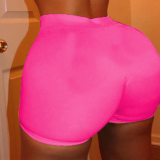 Pink Elastic Fly High Solid Straight shorts Bottoms