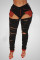 Black Fashion Sexy Skinny Patchwork Trousers