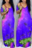 purple Milk. Fashion adult Ma'am Street Cap Sleeve Short Sleeves V Neck Pencil Dress Floor-Length Tie and dye Dresses