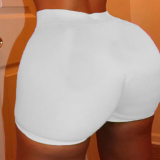 White Elastic Fly High Solid Straight shorts Bottoms