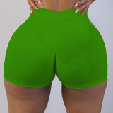 Green Elastic Fly High Solid Straight shorts Bottoms