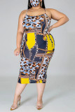 Decorative pattern Sexy Slip Print HOLLOWED OUT Hollow Out Plus Size