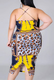 Decorative pattern Sexy Slip Print HOLLOWED OUT Hollow Out Plus Size